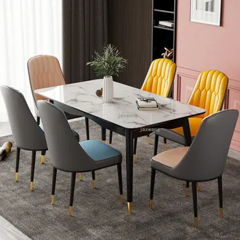 Сочетание мебели для дома, обеденного стола и стула, столовые гарнитуры в скандинавском стиле, обеденные столы из роскошного дерева, современный обеденный стол