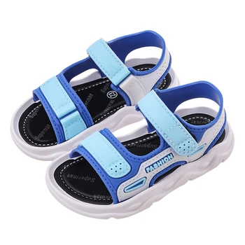 Уличные сандалии для мальчиков, летние сандалии с нескользящим открытым носком, модная детская дышащая пляжная обувь для спортивной школы