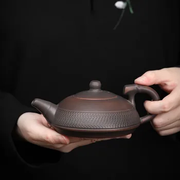 Фиолетовый Керамический Чайник Ручной Работы В Китайском Стиле, Прыгающий Нож, Чайник, Матовый Большой Керамический Чайник Кунг-Фу, Одиночный Чайник, Чайник
